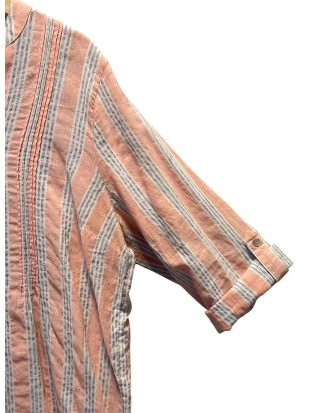 Soft Surroundings Striped Popover Blouse Orange Size XL Coastal Beach Vacation - Picture 9 of 13